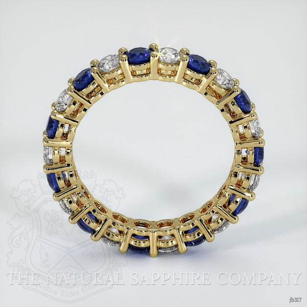 18K Yellow Gold Blue Sapphire and Diamond Eternity Wedding Band