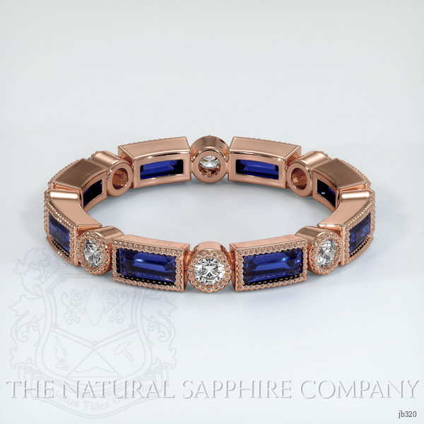 14K Rose Gold Blue Sapphire and Diamond Antique Style Wedding Band