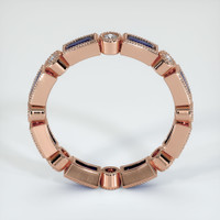 14K Rose Gold Blue Sapphire and Diamond Antique Style Wedding Band Image