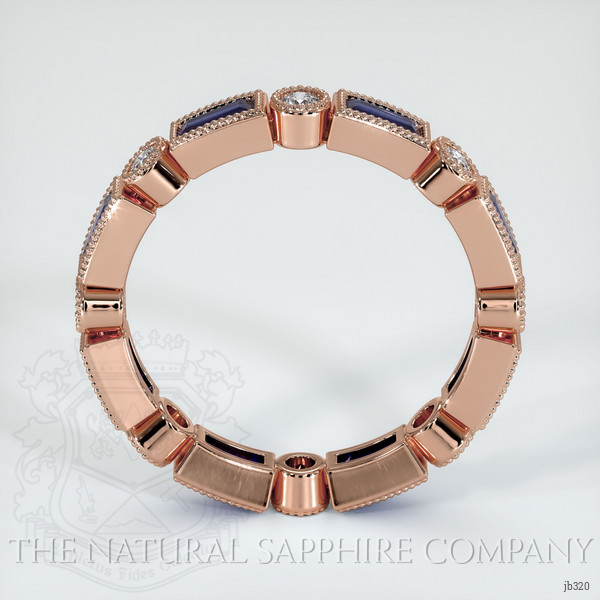 14K Rose Gold Blue Sapphire and Diamond Antique Style Wedding Band