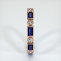 14K Rose Gold Blue Sapphire and Diamond Antique Style Wedding Band Image