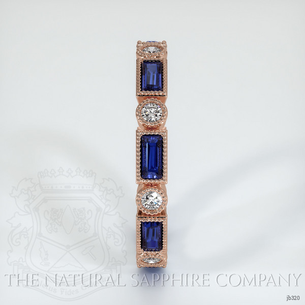 14K Rose Gold Blue Sapphire and Diamond Antique Style Wedding Band