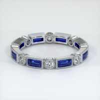 14K White Gold Blue Sapphire and Diamond Antique Style Wedding Band Video