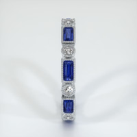 14K White Gold Blue Sapphire and Diamond Antique Style Wedding Band Image