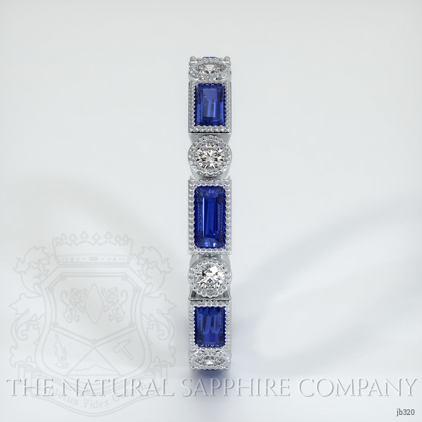 14K White Gold Blue Sapphire and Diamond Antique Style Wedding Band