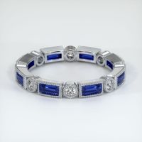 18K White Gold Blue Sapphire and Diamond Antique Style Wedding Band Video