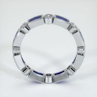 18K White Gold Blue Sapphire and Diamond Antique Style Wedding Band Image