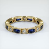 14K Yellow Gold Blue Sapphire and Diamond Antique Style Wedding Band Video