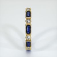 14K Yellow Gold Blue Sapphire and Diamond Antique Style Wedding Band Image