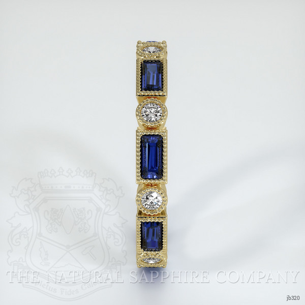 14K Yellow Gold Blue Sapphire and Diamond Antique Style Wedding Band