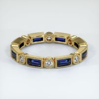 18K Yellow Gold Blue Sapphire and Diamond Antique Style Wedding Band Video