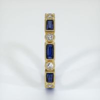 18K Yellow Gold Blue Sapphire and Diamond Antique Style Wedding Band Image