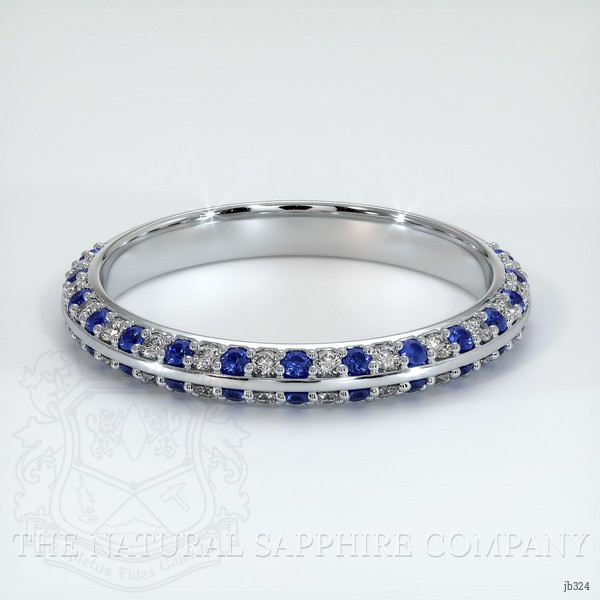 Platinum 950 Blue Sapphire and Diamond Antique Style Wedding Band