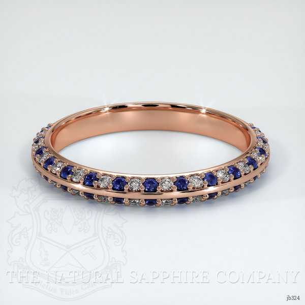 14K Rose Gold Blue Sapphire and Diamond Antique Style Wedding Band