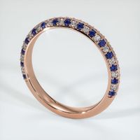 14K Rose Gold Blue Sapphire and Diamond Antique Style Wedding Band Image