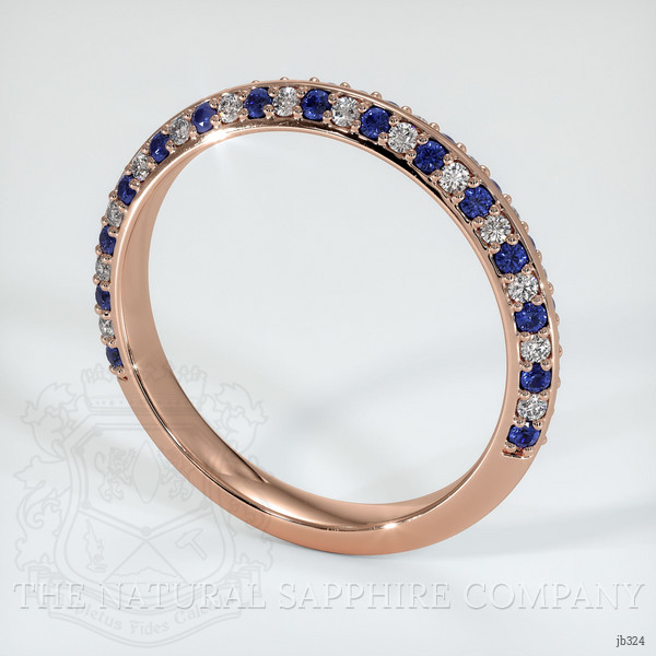 14K Rose Gold Blue Sapphire and Diamond Antique Style Wedding Band