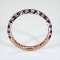 14K Rose Gold Blue Sapphire and Diamond Antique Style Wedding Band Image