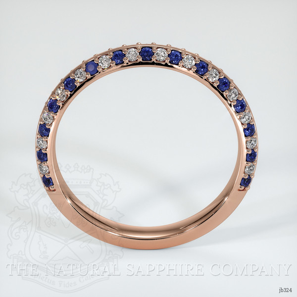 14K Rose Gold Blue Sapphire and Diamond Antique Style Wedding Band