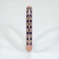 14K Rose Gold Blue Sapphire and Diamond Antique Style Wedding Band Image