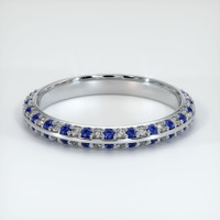 14K White Gold Blue Sapphire and Diamond Antique Style Wedding Band Video