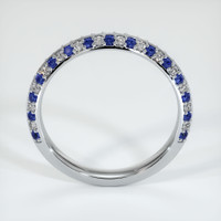 14K White Gold Blue Sapphire and Diamond Antique Style Wedding Band Image