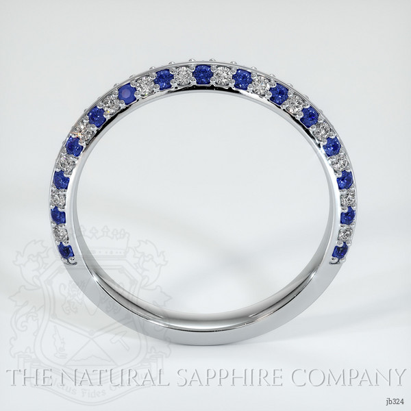 14K White Gold Blue Sapphire and Diamond Antique Style Wedding Band