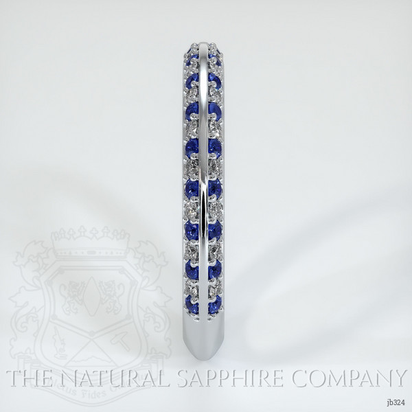 14K White Gold Blue Sapphire and Diamond Antique Style Wedding Band