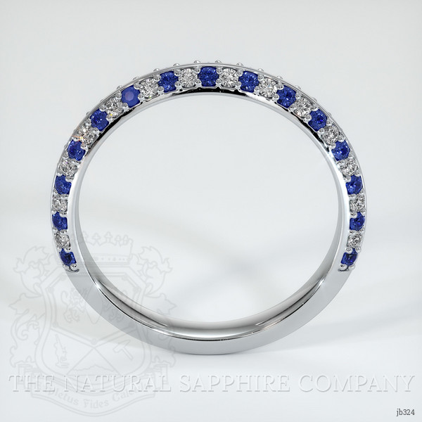 18K White Gold Blue Sapphire and Diamond Antique Style Wedding Band