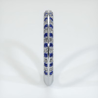 18K White Gold Blue Sapphire and Diamond Antique Style Wedding Band Image