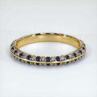 14K Yellow Gold Blue Sapphire and Diamond Antique Style Wedding Band Video