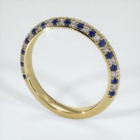 14K Yellow Gold Blue Sapphire and Diamond Antique Style Wedding Band Image
