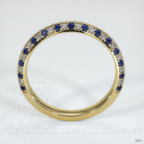 14K Yellow Gold Blue Sapphire and Diamond Antique Style Wedding Band