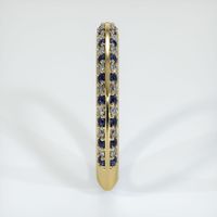 14K Yellow Gold Blue Sapphire and Diamond Antique Style Wedding Band Image