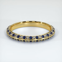 18K Yellow Gold Blue Sapphire and Diamond Antique Style Wedding Band Video