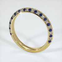 18K Yellow Gold Blue Sapphire and Diamond Antique Style Wedding Band Image