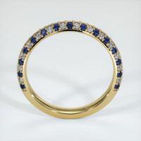 18K Yellow Gold Blue Sapphire and Diamond Antique Style Wedding Band Image
