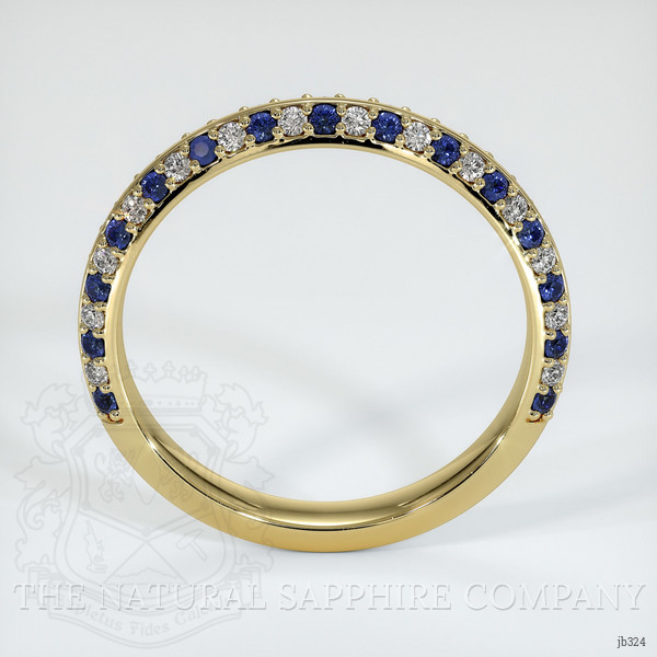 18K Yellow Gold Blue Sapphire and Diamond Antique Style Wedding Band