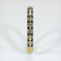 18K Yellow Gold Blue Sapphire and Diamond Antique Style Wedding Band Image