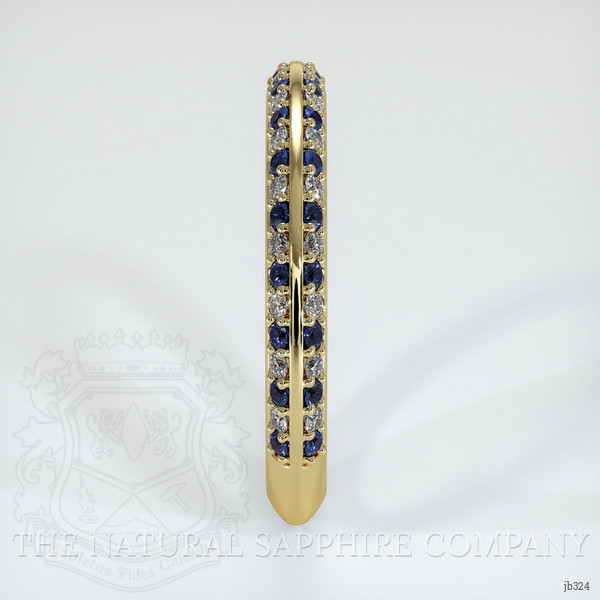 18K Yellow Gold Blue Sapphire and Diamond Antique Style Wedding Band