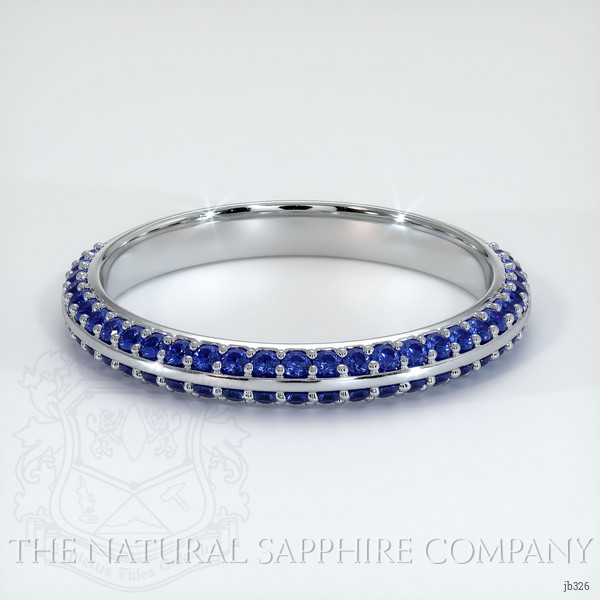 14K White Gold Blue Sapphire Antique Style Wedding Band