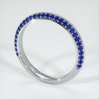 18K White Gold Blue Sapphire Antique Style Wedding Band Image