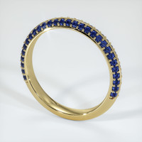 14K Yellow Gold Blue Sapphire Antique Style Wedding Band Image