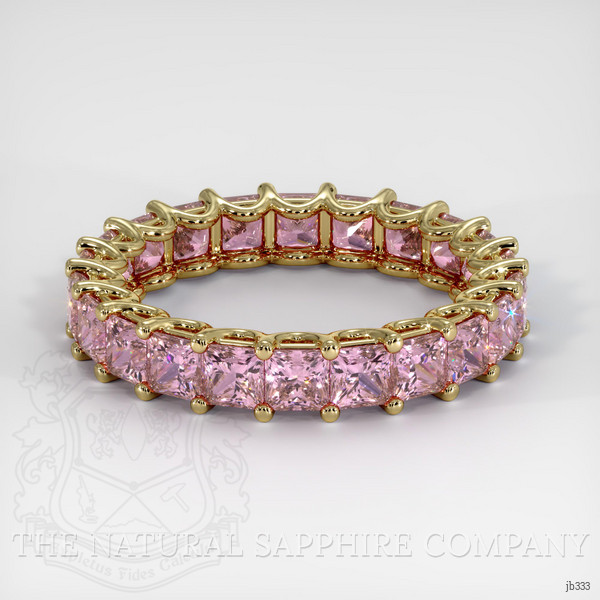14K Yellow Gold Pink Sapphire Eternity Wedding Band