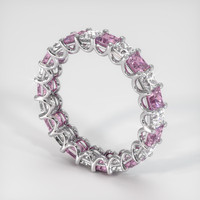 Platinum 950 Pink Sapphire and Diamond Eternity Wedding Band Image