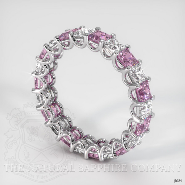 Platinum 950 Pink Sapphire and Diamond Eternity Wedding Band