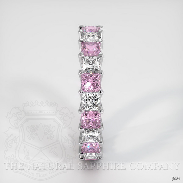 Platinum 950 Pink Sapphire and Diamond Eternity Wedding Band
