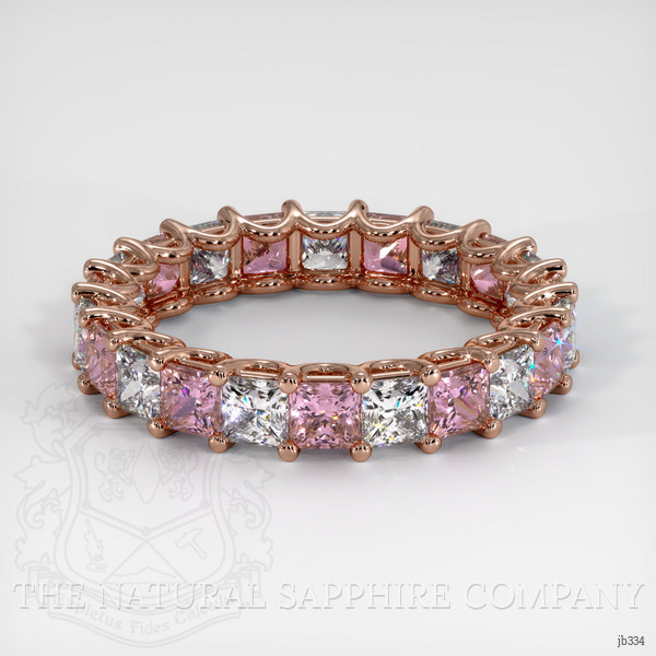 14K Rose Gold Pink Sapphire and Diamond Eternity Wedding Band