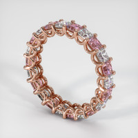 14K Rose Gold Pink Sapphire and Diamond Eternity Wedding Band Image