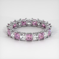 14K White Gold Pink Sapphire and Diamond Eternity Wedding Band Video