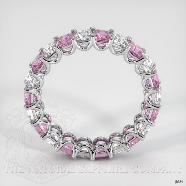 14K White Gold Pink Sapphire and Diamond Eternity Wedding Band